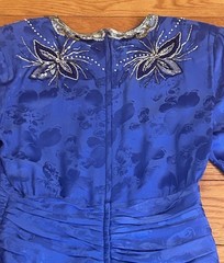 VTG 80s D’ore Della Roufogali Royal Blue Beaded Silk Cocktail Dress Sz 6 MINT