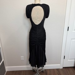 Isadora New York S Small Dress Ruched Bodycon Lace Inset Open Back Black Vintage