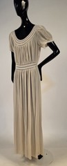 1930’S CREME SILK CHIFFON PUFF SLEEVE NIGHT GOWN PEIGNOIR SET W LACE INSERTION