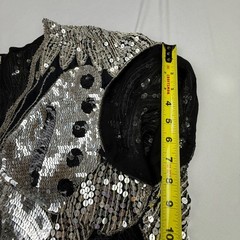 Vintage 1970s/80s Silver and Black Sequin Butterfly Silk Top