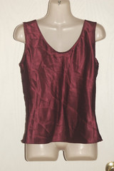VINTAGE ESCAPADES Top Camisole Tank Blouse Satin Plum Floral Velvet Sz M *XLNT++