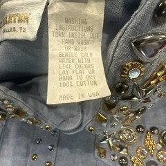 ST. MAARTEN Dallas TX USA VTG Ornate Sparkle Western Flair Denim Shirt L *READ