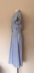 Vintage Cotton Dress Blue/White Stripe Button and Zipper