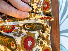 1950s silky paisley dress Leslie Fay Original blouson red green Pretty Xs/S