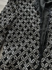 Vintage Beaded Evening Jacket Black Silver Silk Papell Boutique 60s Real Silk