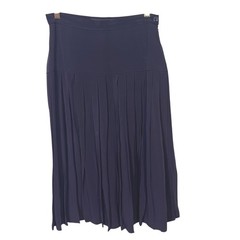 VTG Escada by Margaretha Ley US 4 EU 36 Pleated Midi Skirt 80s Navy Blue Acetate