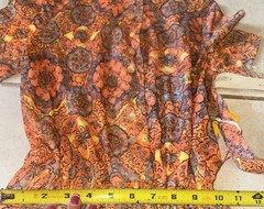 Vintage All Ace Tate Love Of California dress Orange, Yellow, Blue w/ Belt Sz 14