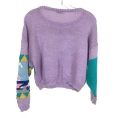 Womens Size Medium Bariloche Vintage Nautical Sailboat Knit Cropped Sweater