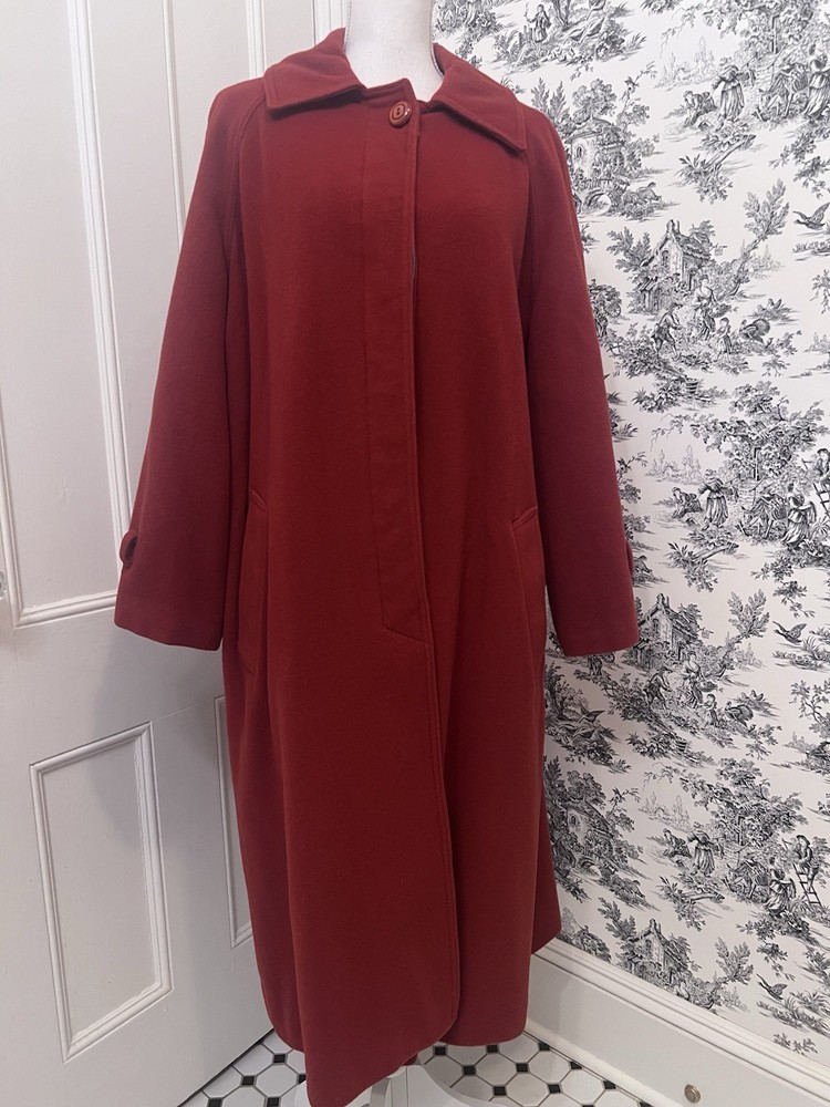 Vogue Paris Original Wool Coat VTG Large Deep Red