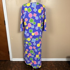 Vintage David Brown California Geometric Maxi Dress Art Teach 80s 90s Size L