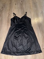 Vintage Sears Black Full Dress Slip Size 38 Short Adjustable Straps Silky Sissy