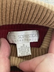 Vtg 90s Petite Sophisticate Striped Ribbed Turtleneck Sweater UK Cotton Academia