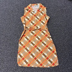 Vintage 1980s Polyester Dress Patterned Selene Sport Womans Orange Size Large