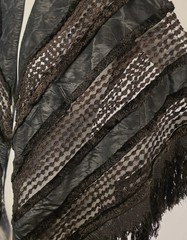 CIVIL WAR 1860’S BLACK WATERED SILK CAPE FOR DRESS W SILK FRINGE