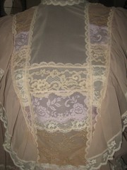 Vintage Casadei 2 pcs beige georgette prairie style ruffle blouse swing skirt S