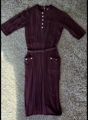 Tenna Paige Fashions Belted Teenage Womens Red Vintage Dress