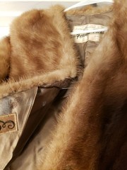 Feuer Furs Chicago Custom Mink Fur Caplet Wrap Shawl Jacket with Satin Cherries
