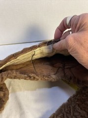 VTG Fur Curly Collar & Lapels Leather Back 37”around 6” Wide At Collar ,Unknown