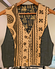 VINTAGE AFRICAN MUDCLOTH VEST -REVERSIBLE, HANDMADE, 1950s COIN BUTTONS, VOODOO