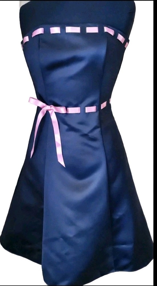 VTG Jessica McClintock Black Cocktail Dress Pink Trim Gunne Sax Corset dress 5/6