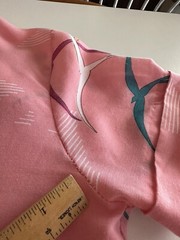 1980s California Connection Tropical Rayon Blouse Pink Bird Print Made USA VTG