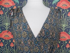 Vintage 90’s Y2K Blue Brown Floral Whimsigoth Grunge Asymmetrical Hem Slip Dress