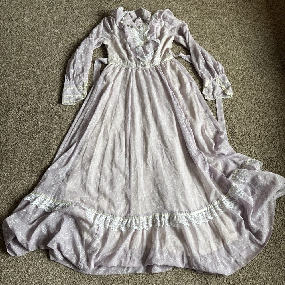 Gunne Sax By Jessica Womens Cottage Core Prairie Dress Purple Vintage