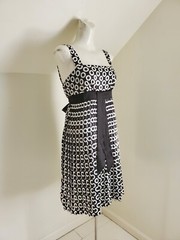 Y2k Vintage Silky Pleated B&W Patterned Babydoll Dress