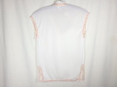 Vtg 60s Nylon Lingerie Top Gold Trim Thin Loop Bow High Collar Pinup S M B36 MCM