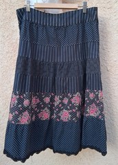 Candies Vintage Womens Size 7 Tiered Black Polka Dot Striped Floral Lace Trim