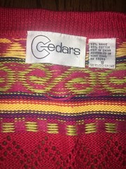 Vintage Womens Small Abstract Fringed Beaded Button up Cedars Sweater Red 1980’s