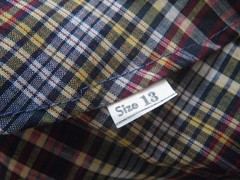Vintage 50s 60s Plaid Cotton Tie Neck Dress w/ Ruffled Lappets & Belt SMALL