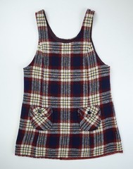 Vintage 70s Sears Jr Bazaar Plaid Wool Dress Size 15 USA Made Pockets Red Blue
