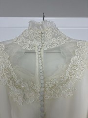 VTG ILGWU Victorian Wedding Dress Gown Sweetheart Neck with Train/Veil 8 Ivory