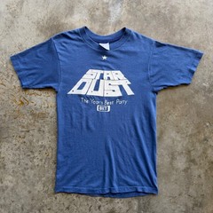 Vintage 70s Star Dust Baby Tee Blue Graphic T-Shirt Sorority Party