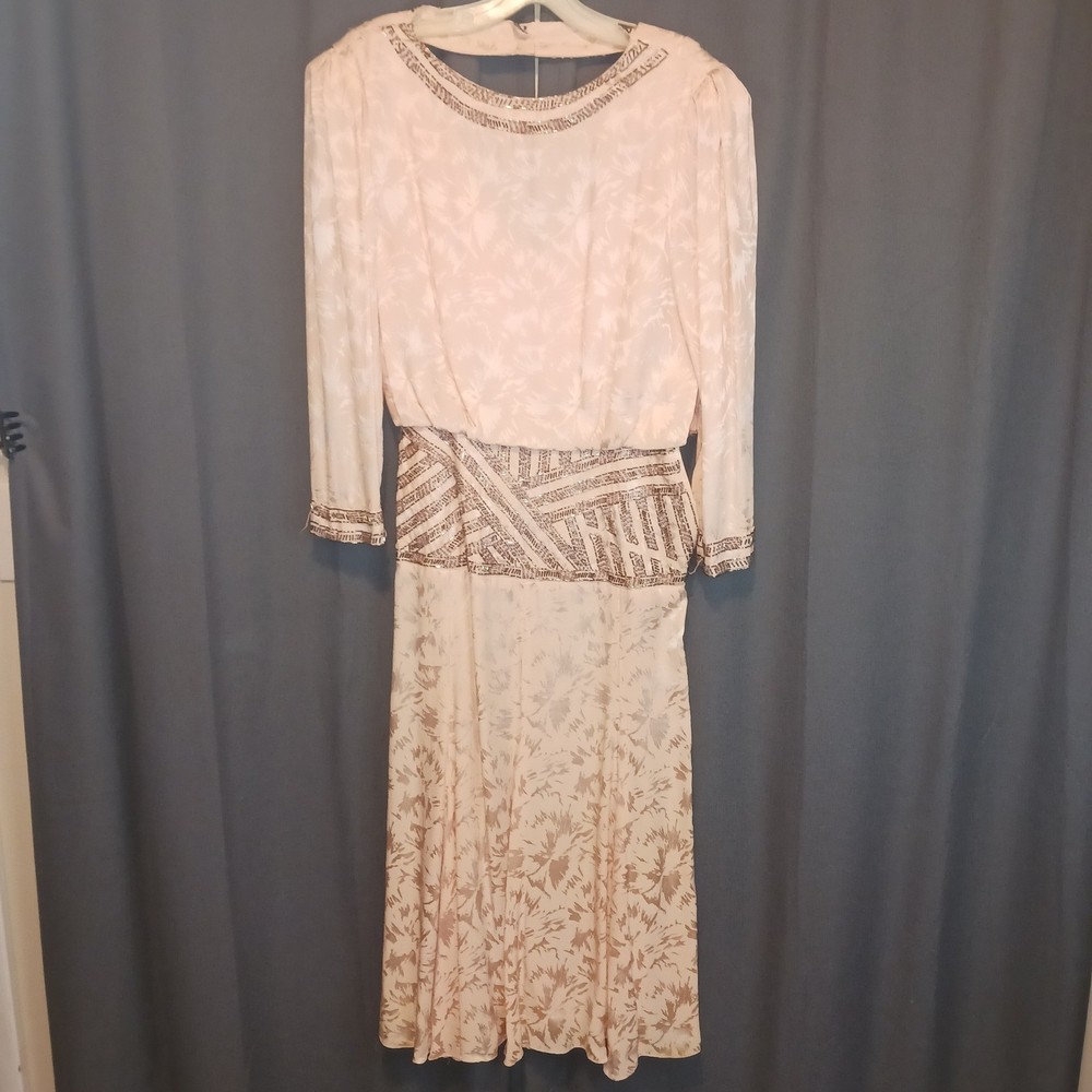 Roaring 20s Style Dress 100% Silk D’ore Vintage Dramatic Plunging Back Pink 6