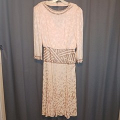 Roaring 20s Style Dress 100% Silk D’ore Vintage Dramatic Plunging Back Pink 6