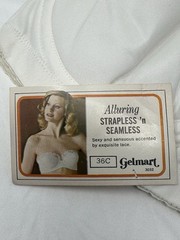 Vintage Strapless Underwire Bra Gelmart 36C ~ White Lace Seamless NWT NOS #C148