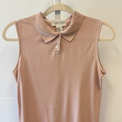 Vintage Tehama Nancy Haley 100% Silk Women’s Sleeveless Polo Shirt Tank Knit Top