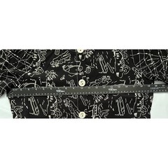 Peter Popovitch Vintage Black White Novelty Print Shirt Made in USA check size