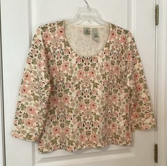 VTG Y2K Belongings Top XL Muted Floral Damask Knit 90’s Made In Hong Kong NWOT