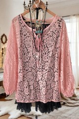 Blue Velvet vintage Style Anthropologie Distressed boho t-shirt Tunic Top Xl Nw