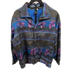 Vintage FUDA International Women’s 100% Silk Zip Up Bomber Jacket Geometric M