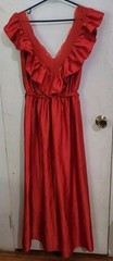 Vintage Ilise Stevens Lacy Red Ruffle Nightgown Sz Small/med Stunning Versatile