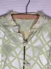 Vtg 60s Silk Spring Coat Lime Green Chartreuse Mid Length Knot Buttons M L