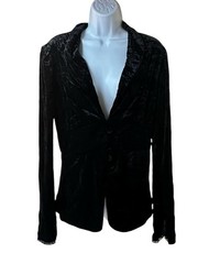 Vintage Georgiou Studio Black Crushed Velvet Blazer Jacket Gothic Y2K Evening XL