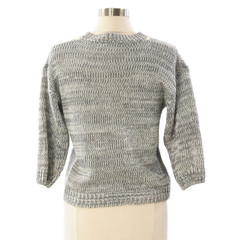 70s Vintage Gray Argyle Henley Sweater Womens M Cropped Knit Bracelet Sleeve
