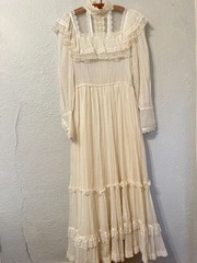 Vtg Gunne Sax 70s Womens Sz 5 S White Lace Maxi Dress Prairie Victorian Bridal