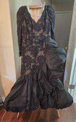VINTAGE LILLIE RUBIN PARIS BEADED & LACE FORMAL EVENING GOWN -sz 12-14