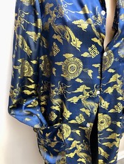 VTG 1970s SATIN PHOENIX BIRD Rayon BROCADE Vietnam Cocktail Jacket Or Tunic Sz-M